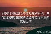 91黑料深度整合与信息甄别系统：从官网发布到在线筛选全方位记录高效数据运作