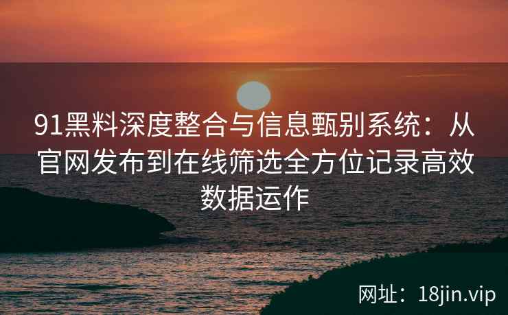 91黑料深度整合与信息甄别系统：从官网发布到在线筛选全方位记录高效数据运作