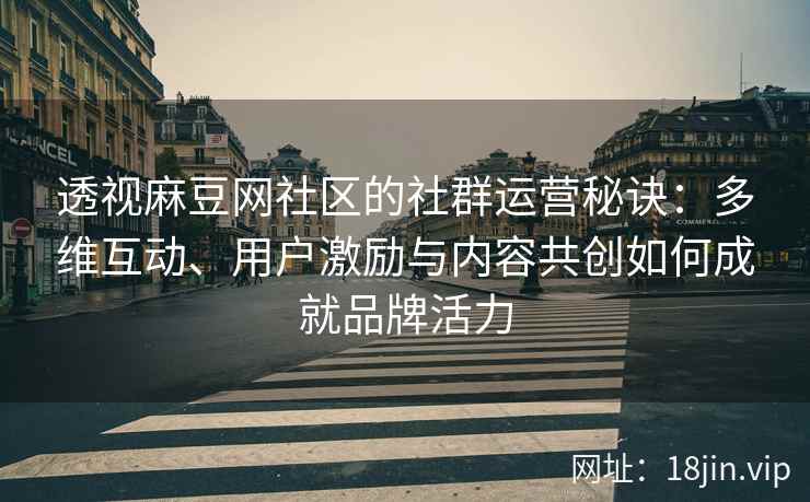 透视麻豆网社区的社群运营秘诀：多维互动、用户激励与内容共创如何成就品牌活力