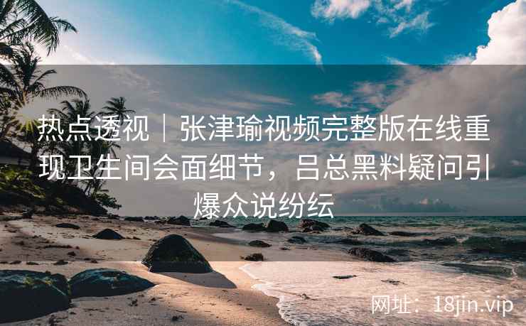 热点透视｜张津瑜视频完整版在线重现卫生间会面细节，吕总黑料疑问引爆众说纷纭